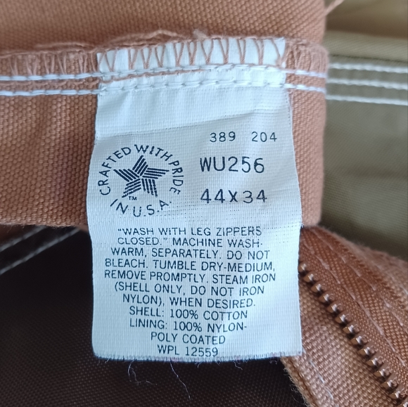 Vintage Carhartt Men's 44x34 Khaki-Brown Double Knee Pants USA Pride Crafted "89 - Picture 8 of 13